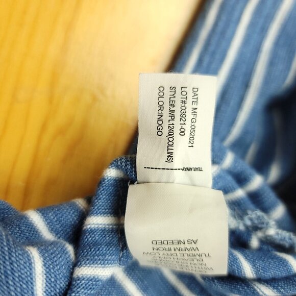 Johnnie-O Hangin Out Men's Medium Striped Polo Shirt Long Sleeve Blue Casual - Picture 11 of 15